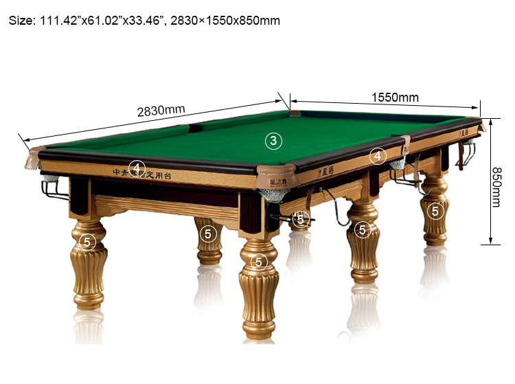 Standard Professional Wood Snooker Pool Table