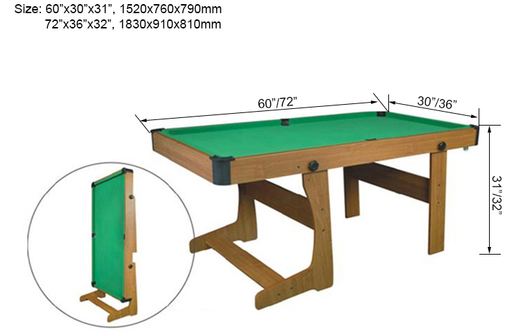 5ft/6ft Family Used Pool Table With Folding Legs