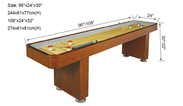 8ft 9ft 12ft Solid Wood Shuffleboard Game Table